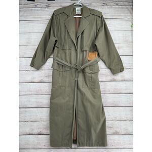 Vintage Together! Military Style Belted Trench Coat Women's Size 12 Tall Green